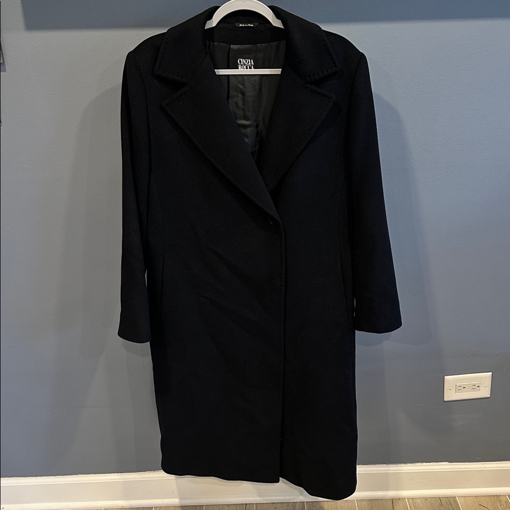 Cinzia Rocca Women's Wool Long Coat Black Size 16